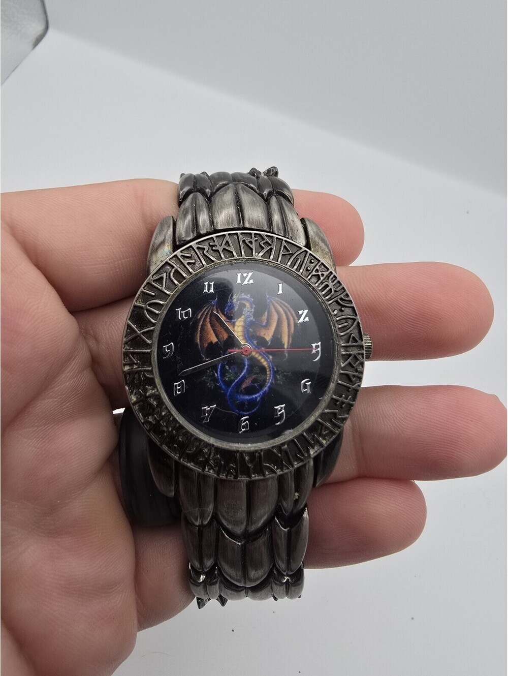 The Alchemy Guild Gothic Dragon Watch Runic Bezel Dragon Scale Bracelet 2006